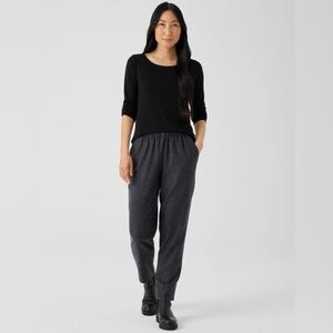 Eileen Fisher Charcoal Soft Wool Flannel Tapered Pant Size L